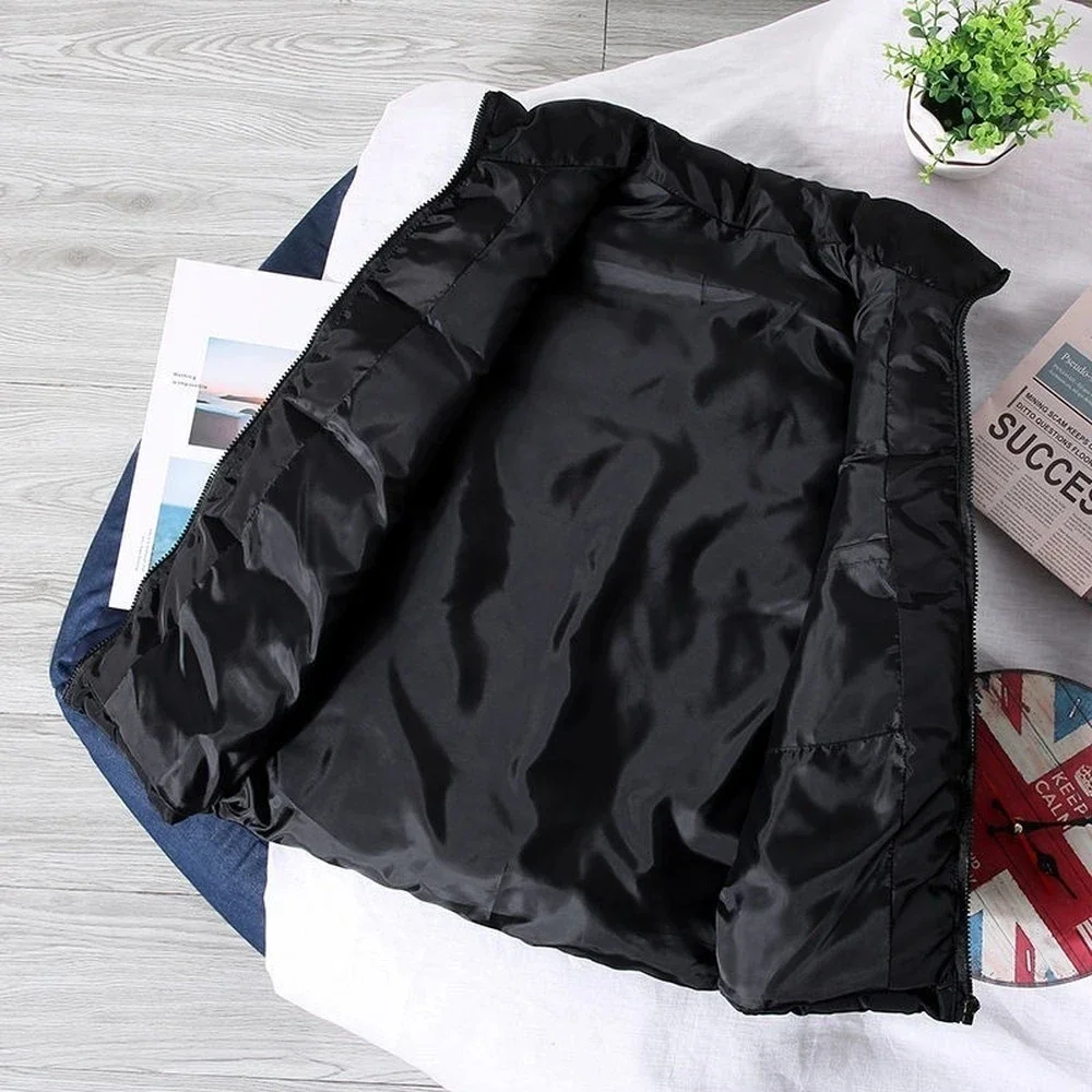 Men Slim Fit Stand Collar Sleeveless Puffer White Vest Jacket Spring Autumn Casual Waistcoat Warm Coat Trends thermal tank top