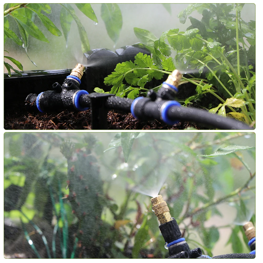 Adjustable brass misting nozzle spray pattern