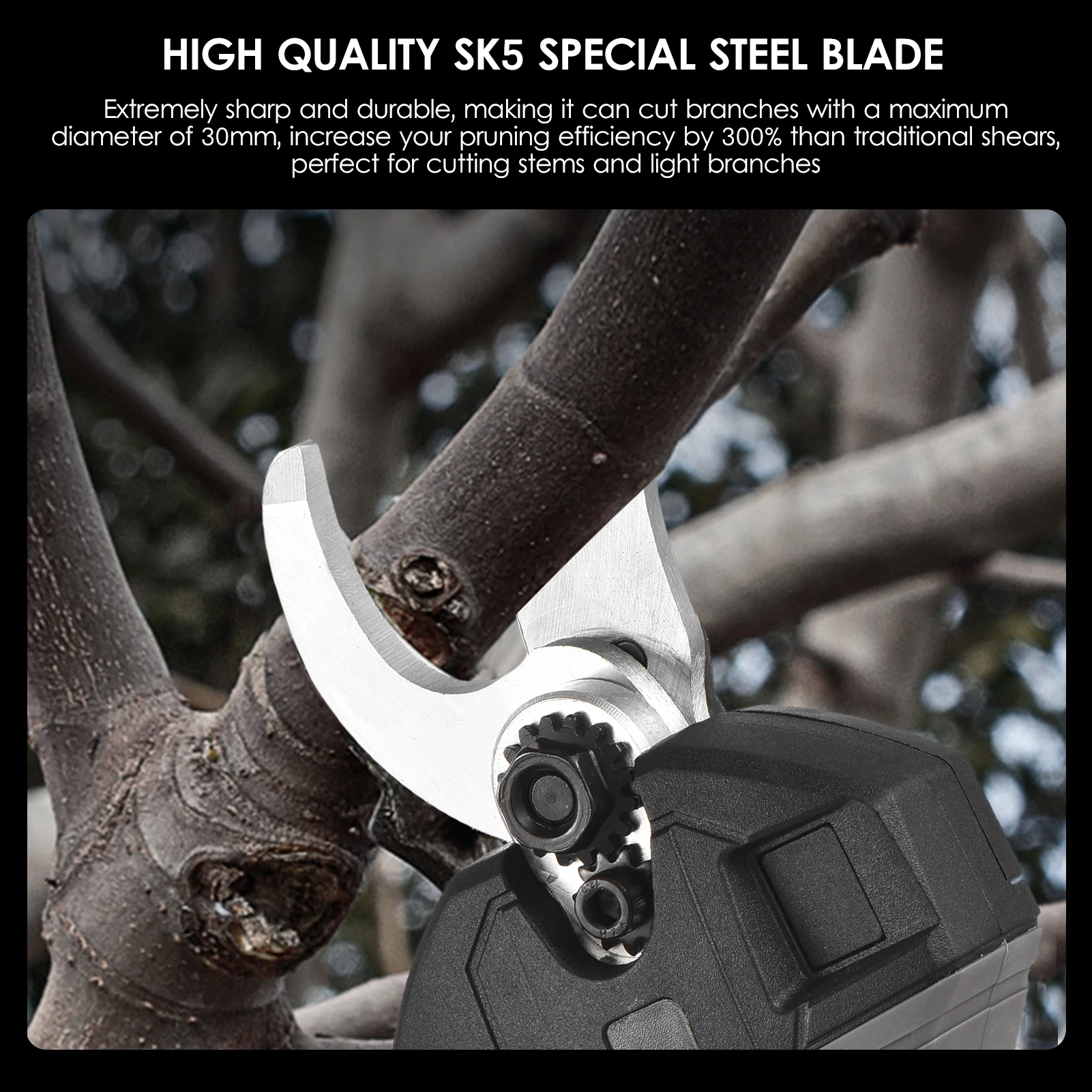 Nanwei 21V Brushless Electric Pruning Shear Cordless Rechargeable Garden Scissor Tree Branch Pruner With 30mm Cutting Diameter 4