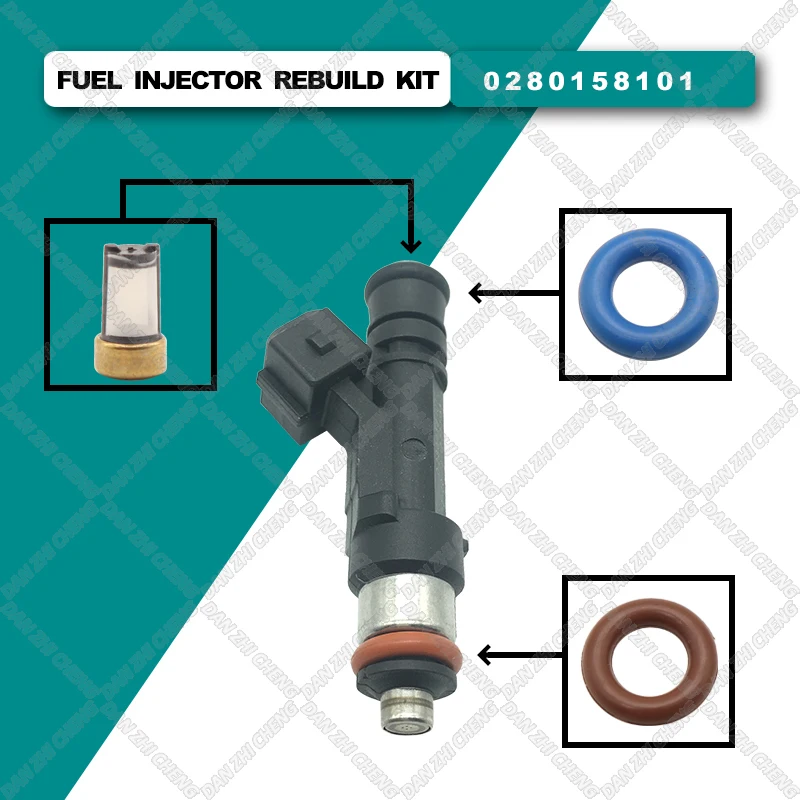 

4 set Fuel Injector Service Repair Kit Filters Orings Grommets For 0280158101 Fit Chevrolet Optra Design Lacetti 96487557 EV14