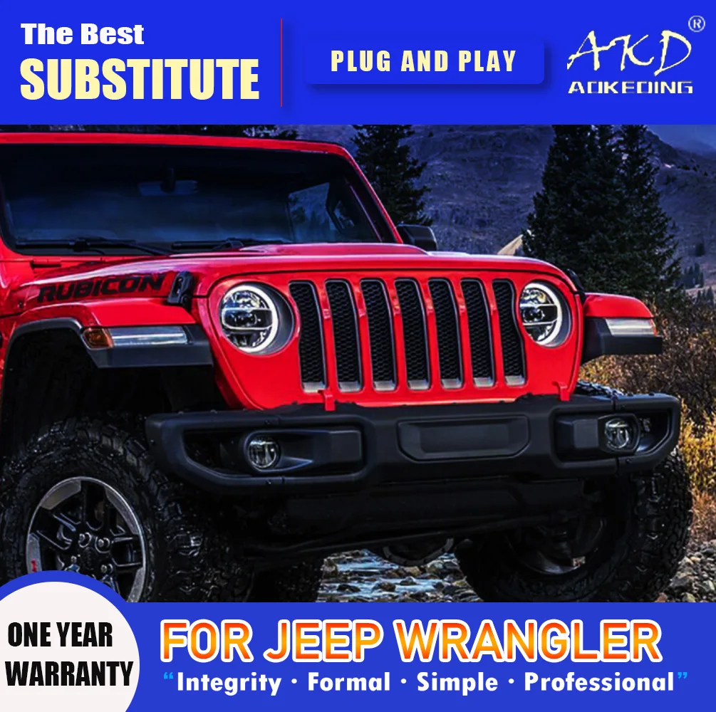 Akd Head Lamp For Jeep Wrangler Led Headlight 2018-2021 Headlights Wrangler  Drl Turn Signal High Beam Angel Eye Projector Lens - Car Headlight Assembly  - AliExpress