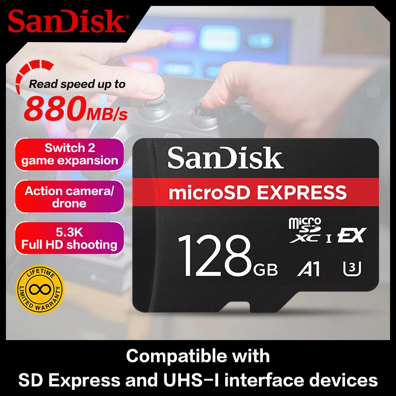 SanDisk microSD UHS-l Express memory Card Read Up to 880MB/s 128GB