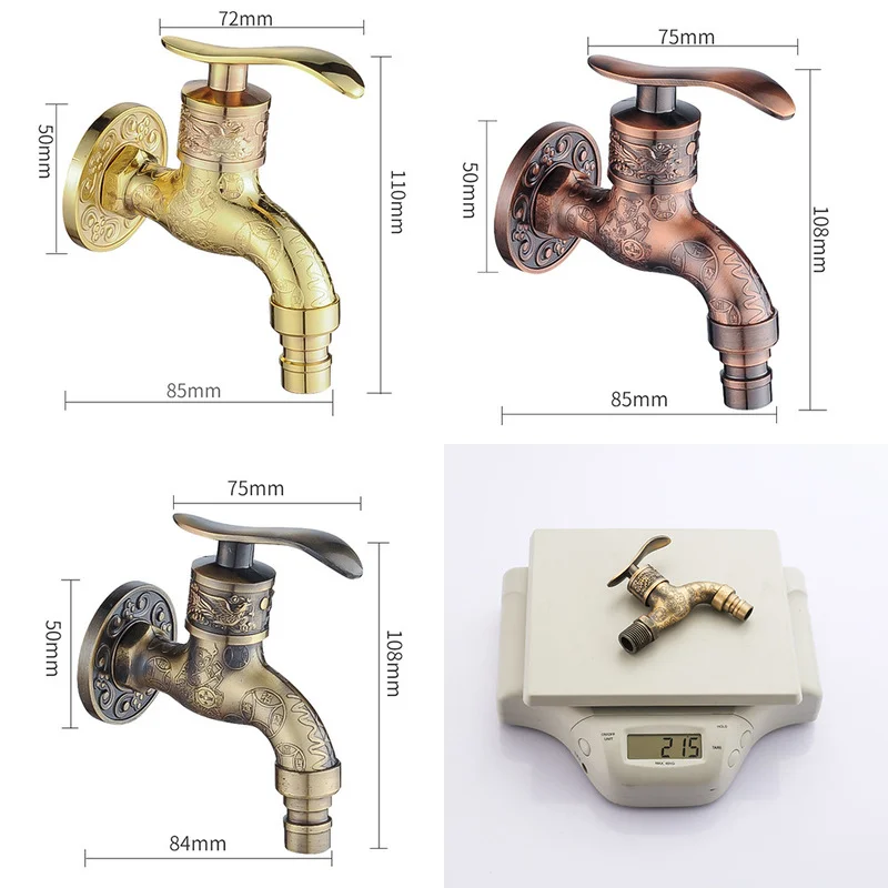 Outdoor faucet garden bibcocks water tap faucet zinc alloy wall mounted antique for garden washbasin decorative sink