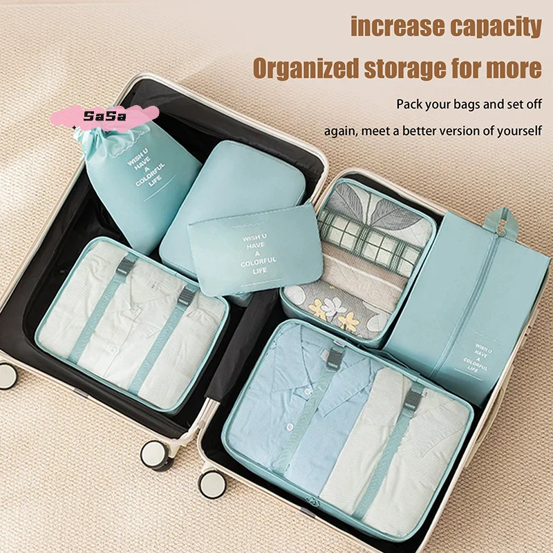 Digital Toiletries Organizer & Travel Packing Cubes Set – 7-Piece Folding Storage Solution