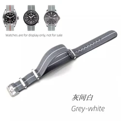 Elastic Nylon Waterproof Outdoor Sport Watchband Strap - 22mm (Grey - white)