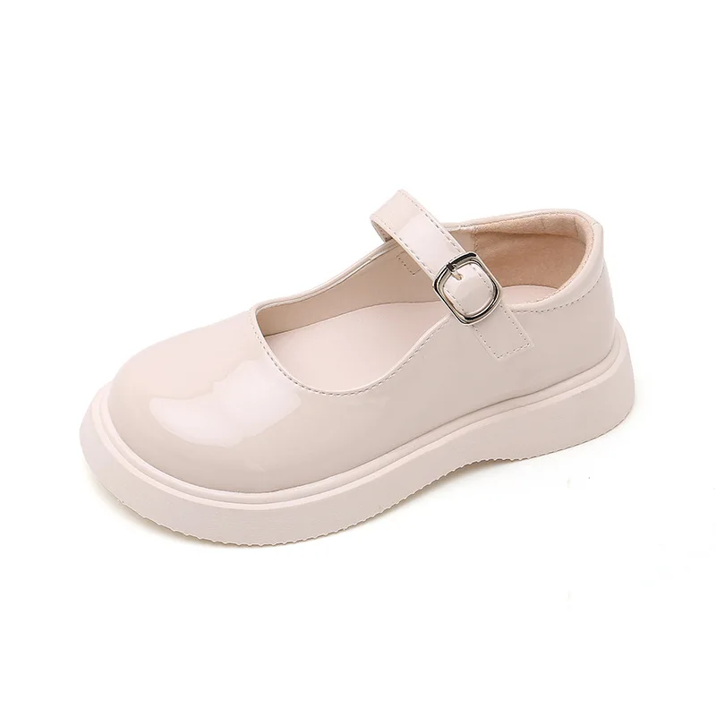 Girls Leather Shoes for School Party Wedding Kids Black White Princess Child's Simple Flats Fashion British Style Mary Janes New 6