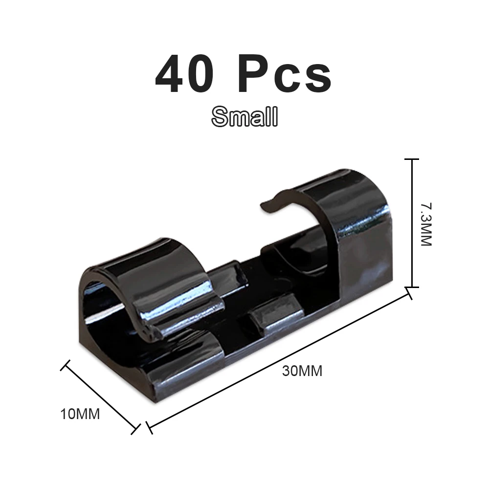 URAQT 40 PCS Clips Câble Adhésives, clip cabl adhesif Rangement de Câble  Fixation Auto Collant, Plastique Organiseur de Fils Electriques pour