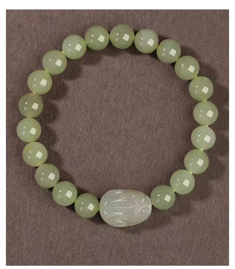 Ethnischer Stil Brave Female Couple Jade Authentische Hotan Jade Handschnur Blaues Jade Armband Männliches Handschnur-Armband – Detail 8
