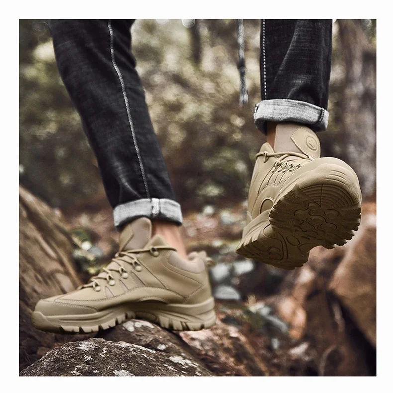 Men Tactical Boots Breathable Safety Male Anti-Slip Hunting Boot Motorcycle Army Boots Desert Climbing Hiking Shoes Size Plus