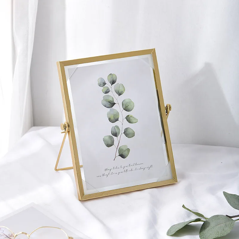 Set 2 Cornici Dorate 4x6 Pollici (10x15 Cm) – Vetro Doppio Per Fiori Pressati E Foto – Con Supporto Da Tavolo
