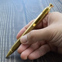 Vintage Click Action Brass Pen Golden Hexagonal 0.7mm Black Ink Ballpoint Pen Signature Supplies School Office Supplies 1