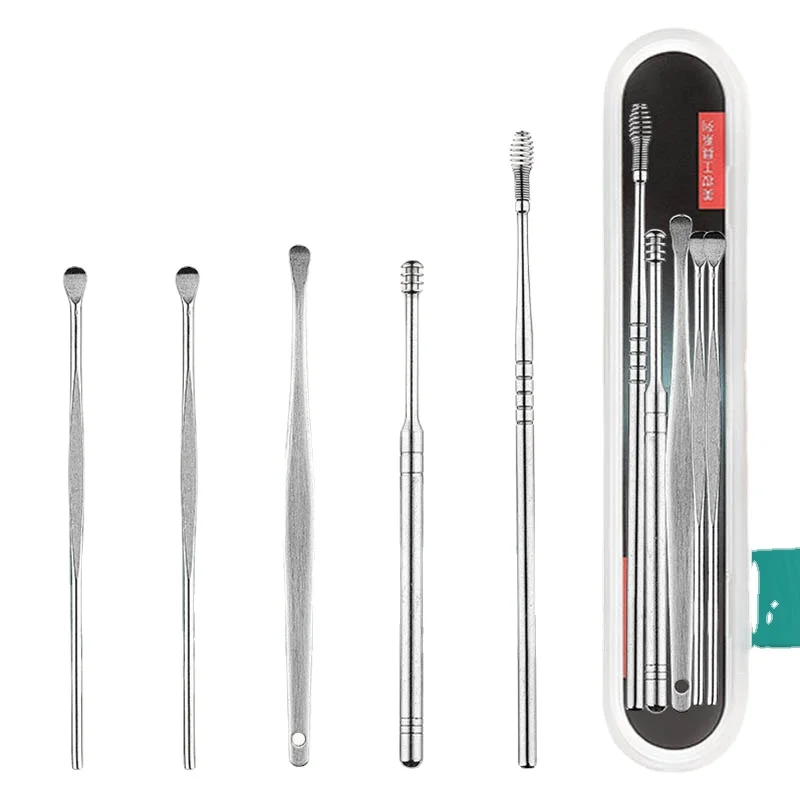 Ear Wax Pickers Stainless Steel Earpick Wax Remover Piercing Kit Earwax ...