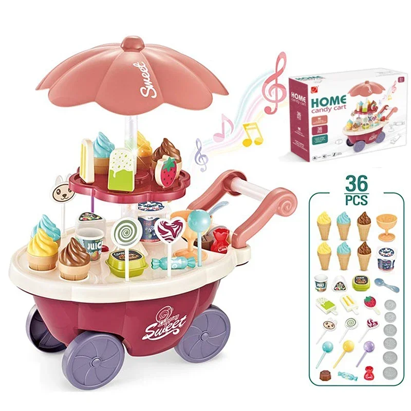 Children's Mini Candy Ice Cream Cart with Lighting Music