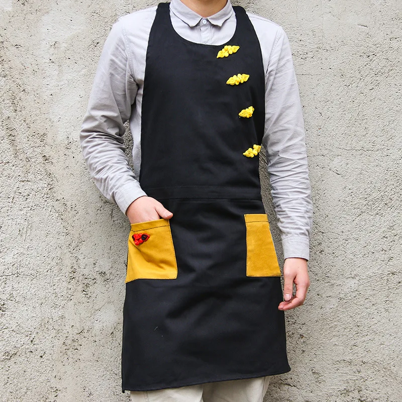 

Denim apron custom logo tea house restaurant waiter flower shop home kitchen cooking barista men and women work clothes