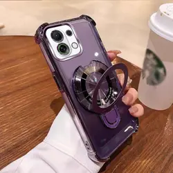 Transparent Electroplated TPU Anti - Drop Shockproof Stand Cover for OPPO Reno16 Pro (PURPLE)