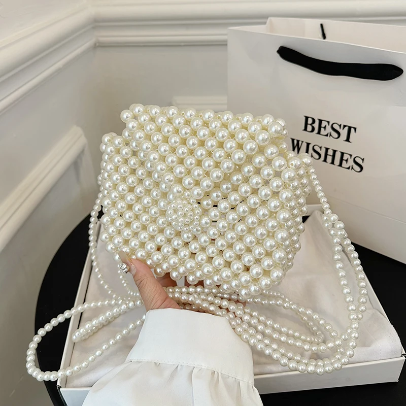 Luxury Silver Pearl Evening Clutch Bag For Women Party Wedding Designer  Handbag Purse Female Hollow Out Shoulder Crossbody Bag
