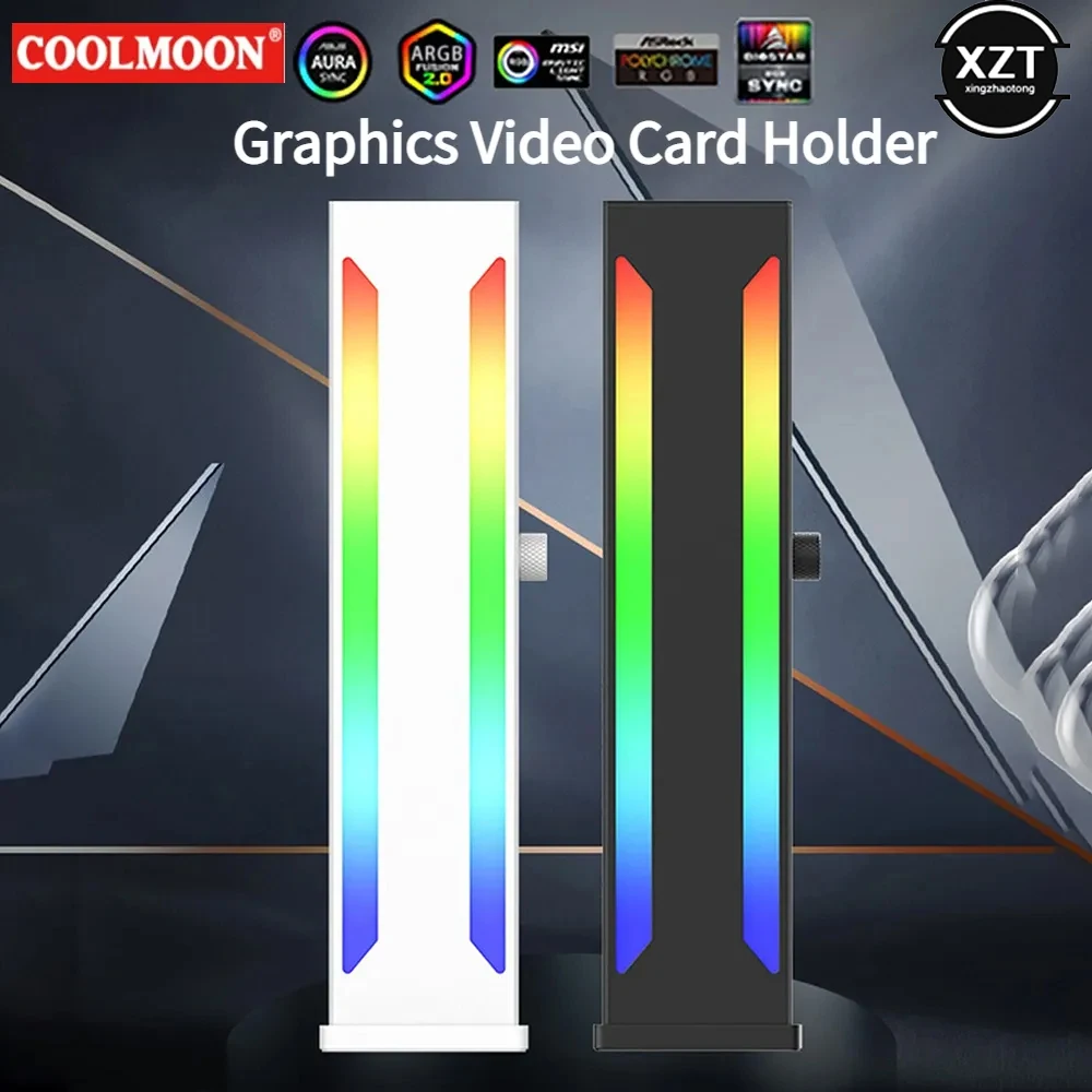 Support De Carte Graphique Avec Affichage Température – ARGB 5V 3PIN, Compatible Aura Sync, Design Blanc