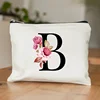 A-Z Alphabet Cosmetic Storage Bag Initial Graduation Gifts for Teacher Flowers Print Toiletry Bag for Bridesmaids Wedding Gifts 4