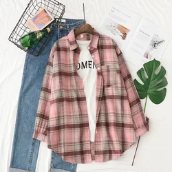 Chic Women's Plaid Loose Blouse - Autumn 2023 Collection - S (38)