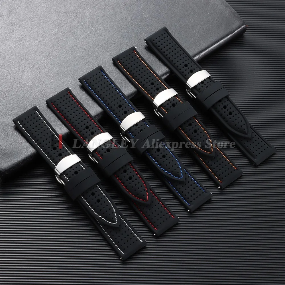 Premium Silicone Waterproof Watch Strap - Soft, Breathable Replacement Band