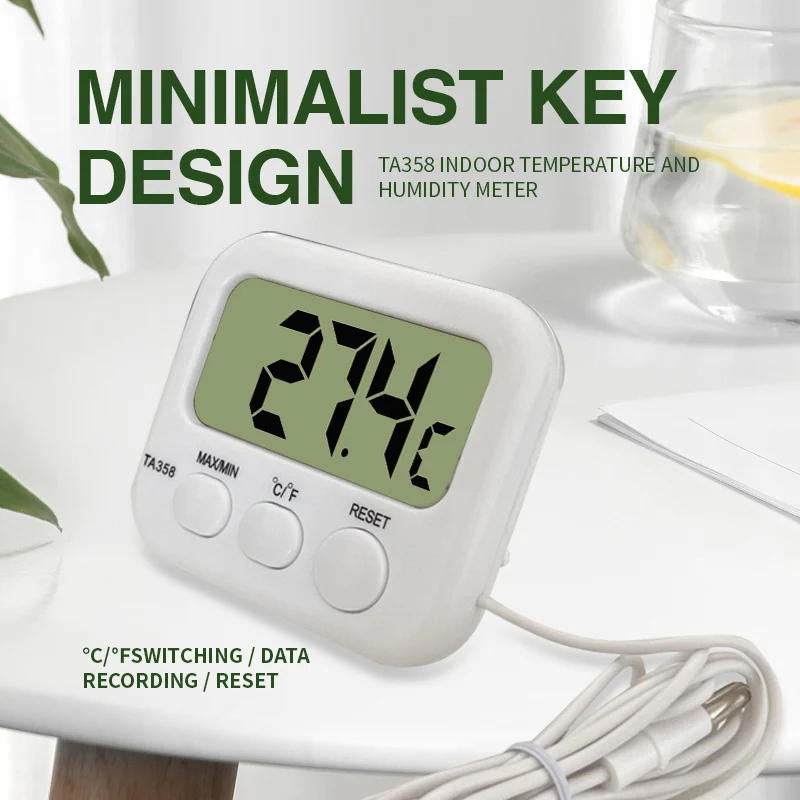 Digital Refrigerator Thermometer LCD C/F Conversion Aquarium Fish Tank Electronic With Probe Sensor