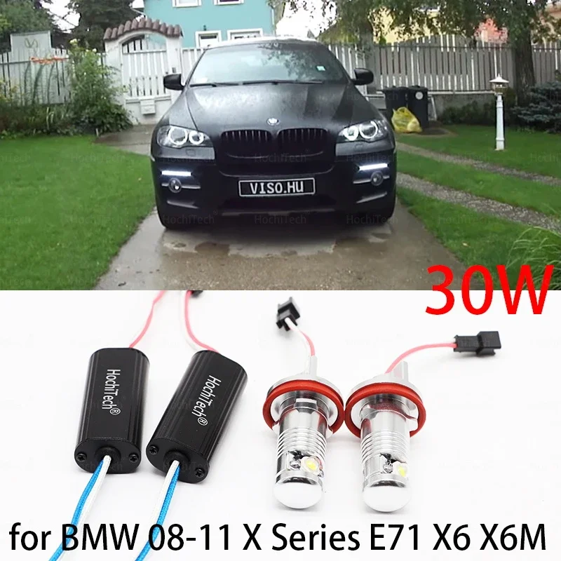 2 Anni Di Garanzia Bianco H8 Errore Gratuito 30W 2000Lm Lampadine Di Segnalazione A Led Per Bmw Serie 2008-2011 X E71 X6 X6M Angel Eyes Light