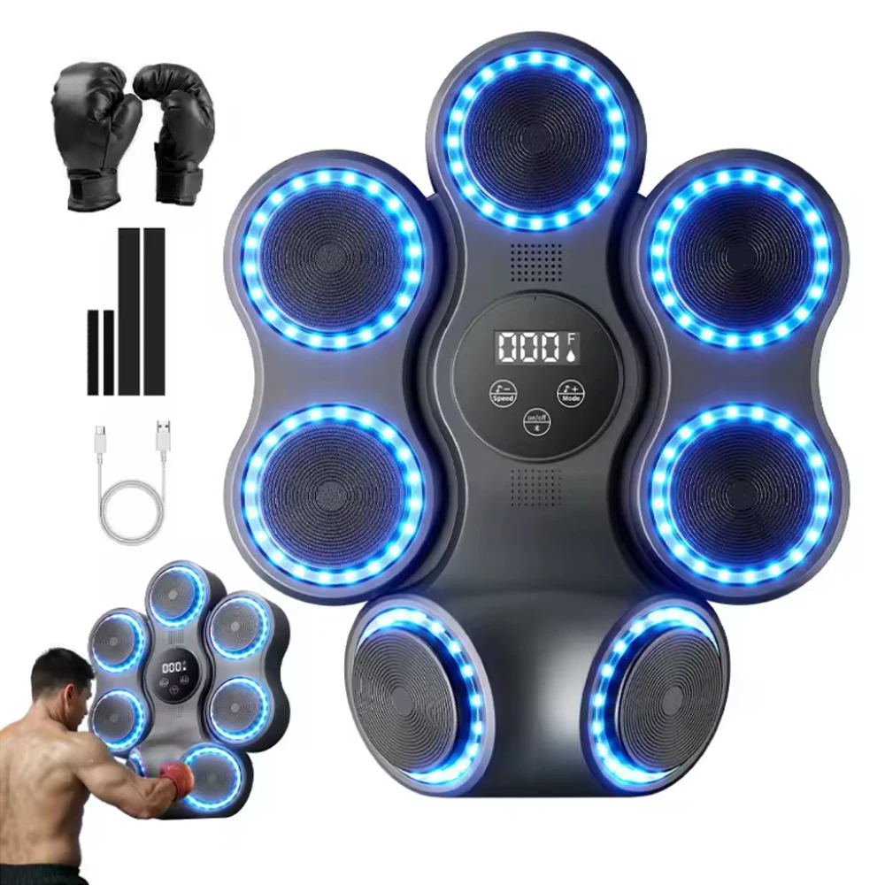 Music Boxing Machine with Gloves Blueteeth Connected Smart Wall Target Sandbag Agility Reaction Training For Boxing Sports Relax