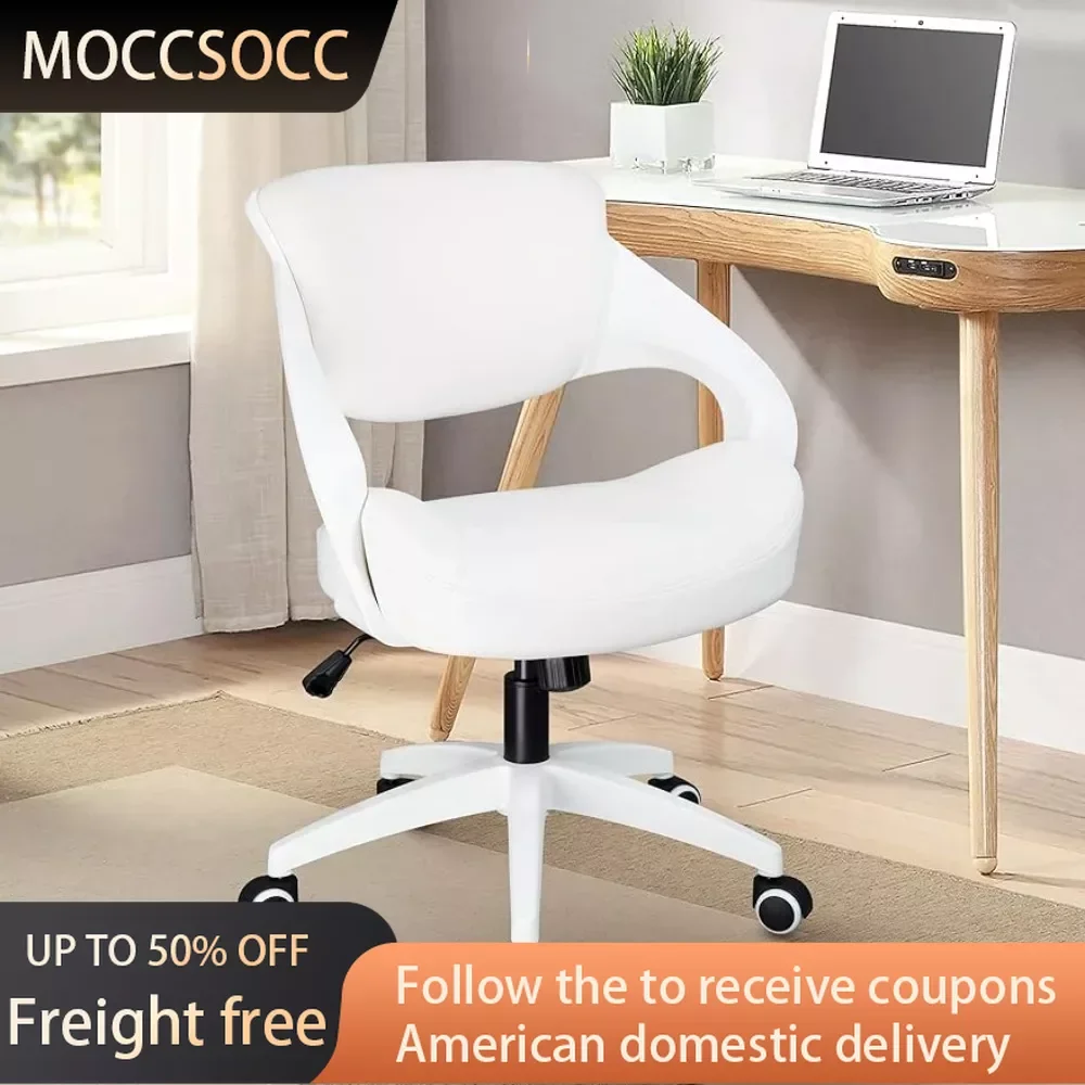 Ergonomic Office Computer Desk Chair Lumbar Support 360°Swivel Computer Task Chair-White Freight Free Individual Armchair Chairs bar chairs 2 pcs white