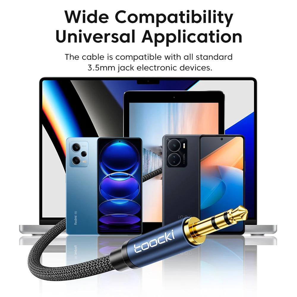 Aux-кабель Toocki, провод для динамика с разъемом 3,5 мм, аудиокабель для компьютера, наушников, адаптер для ноутбука Xiaomi, hi-fi звуковой кабель