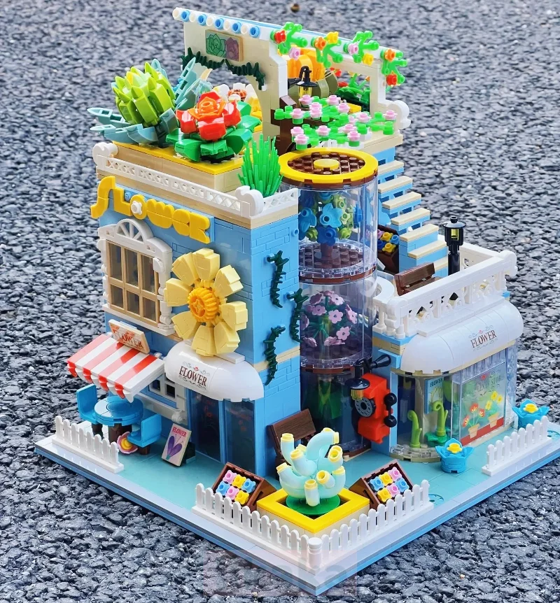 

2091PCS Creative Flower Cottage Architecture Model Building Blocks City House Blocks Toys Mini Bricks Toys for Girls Kids Gift