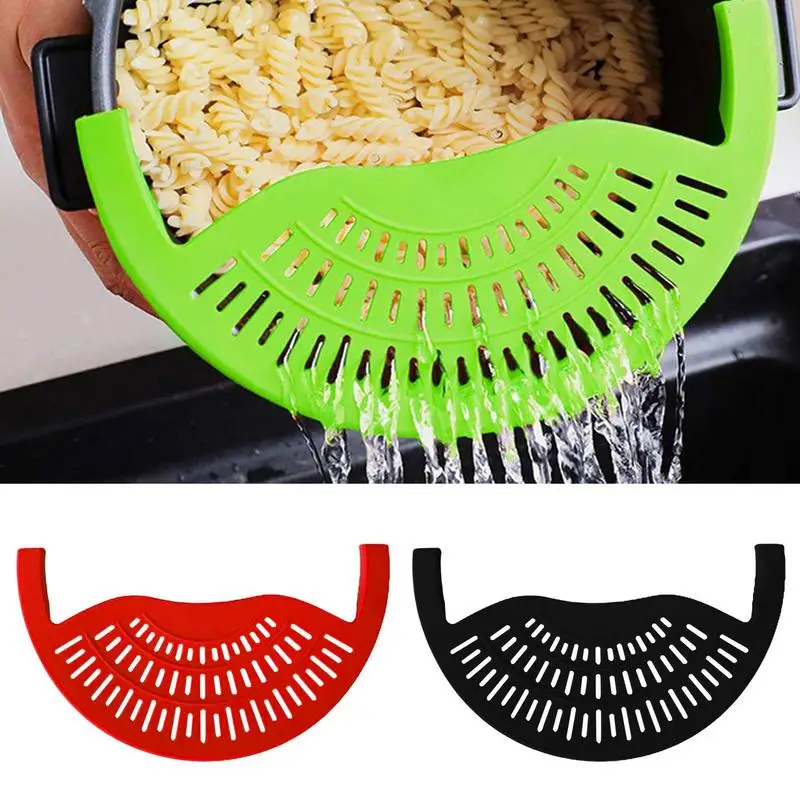 

Pasta Strainer Hands Free Snap Strainer Food Drainer For Meat Vegetables Fruit Fits Pots Pans & Bowls Silicone Kitchen Tool