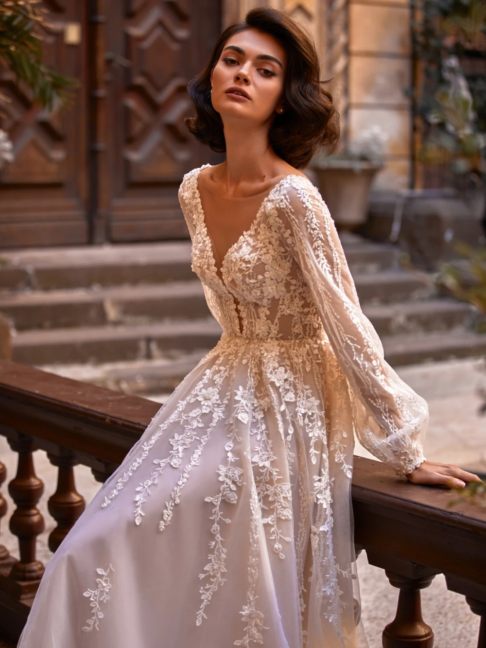 O-neck Long Sleeve Wedding Dress Elegant Lace Applique Bride Robe 2025 Vintage A-line Long Bridal Gown Customized Robe De Mariée 2
