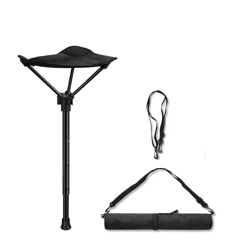 

Portable Travel Stool, Folding Stool, Compact Collapsible Stool with A Telescoping Stand To Adjust Seating Height & Support