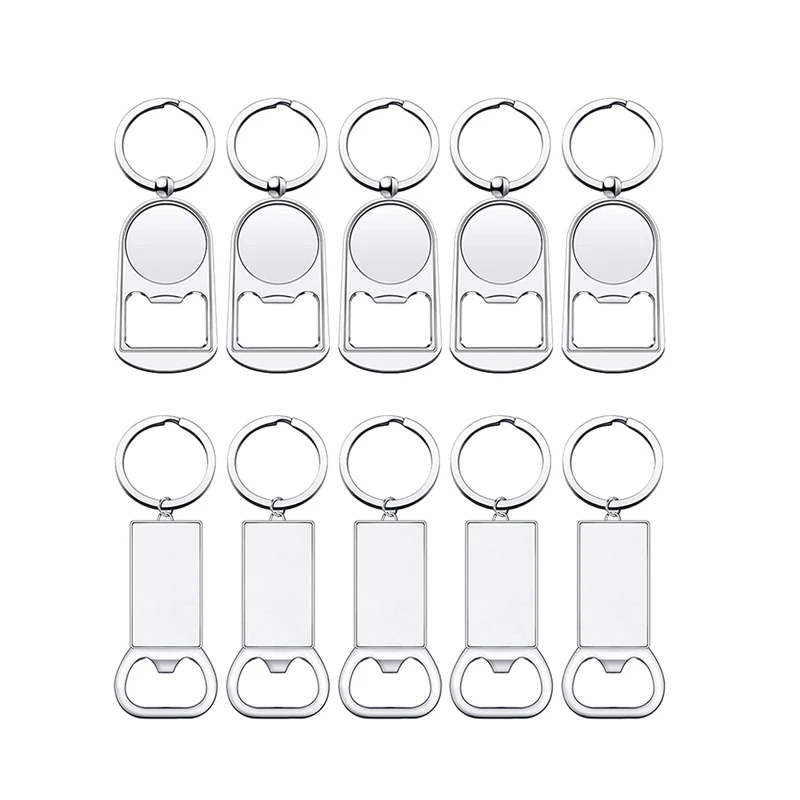 

10Pcs Sublimation Blanks Keychains Blank Metal Bottle Opener Key Rings Rectangle Heat Transfer Sublimation Keychains