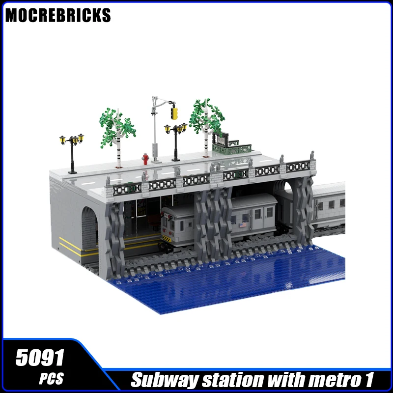 

MOC-156072 уличная станция метро с метро 1 городская поездочная тележка Moedl модульный строительный блок сборка Кирпич игрушка Подарки