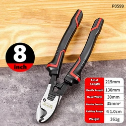 Multifunctional Electrician's Professional Wire Cutter and Stripper Tool (8 inch)