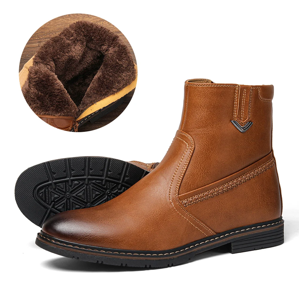 40-45 winter boots warm waterproof Non-Slip men snow boots Leather Winter for men