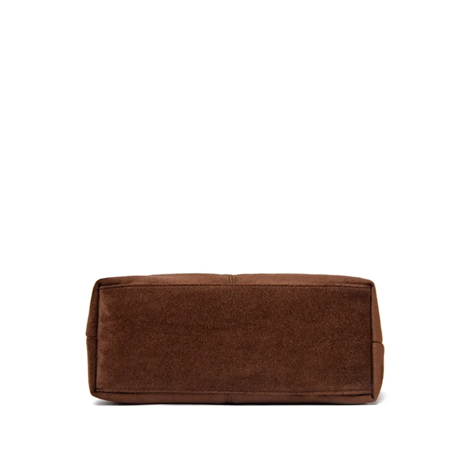 Faux Suede Handbags - Soft Casual Messenger Bag with Zipper Closure for Women