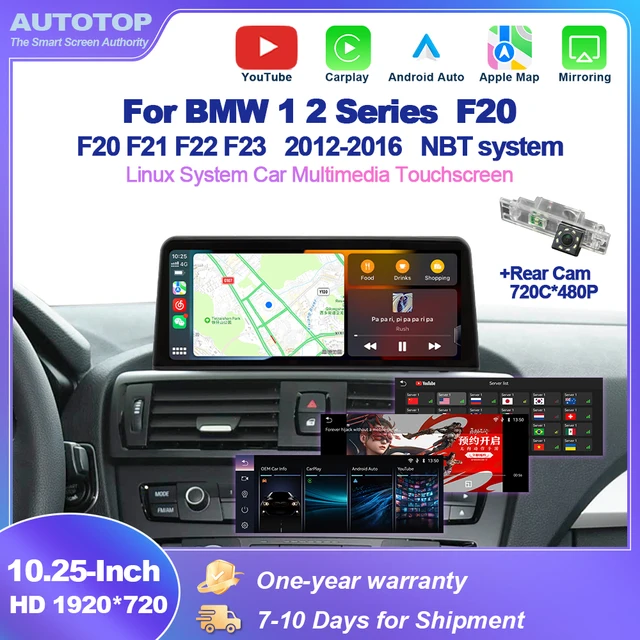 Lecteur multimédia automobile AUTOTOP 10.25 pouces avec système Linux YouTube pour BMW Série 1 et 2 F20 F21 F22 F23, CarPlay sans fil, Android Auto, navigation 1