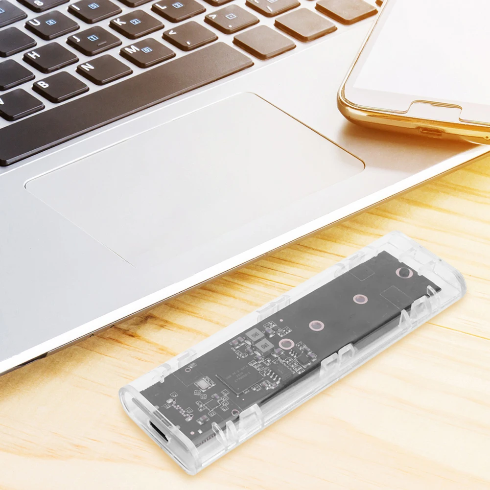 M.2 NVME PCIe NGFF SATA 듀얼 프로토콜 클리어 SSD 케이스, USB3.1 C 타입 하드 디스크 박스, 2230 2242 2260 2280mm SSD용 10Gbps 도구 프리
