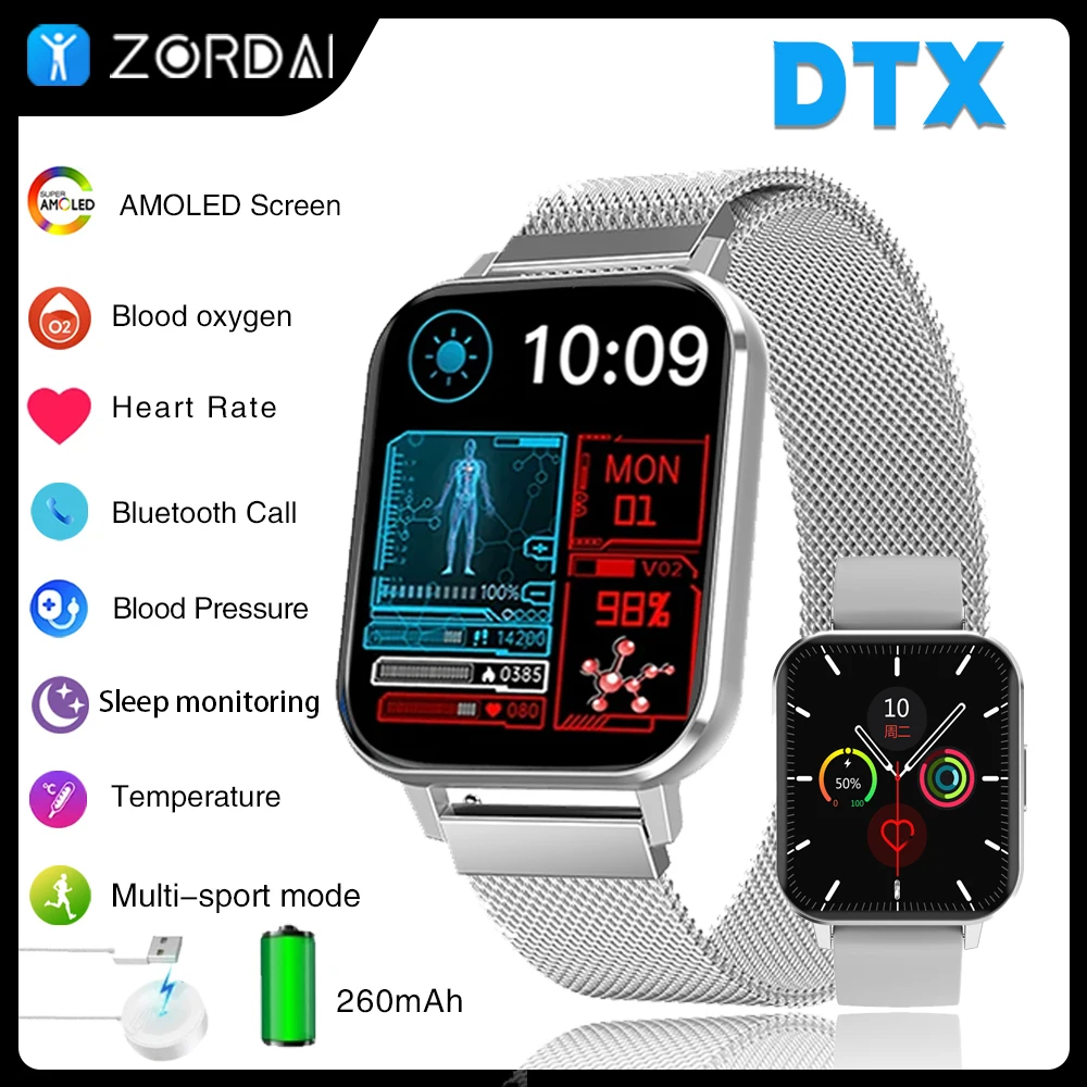 

Zordai DTX Smart Watch 2024 for Xiaomi Watch 3 Body Sleep Monitor Heart Rate Control Sports Waterproof IP68 SmartWatch for Men