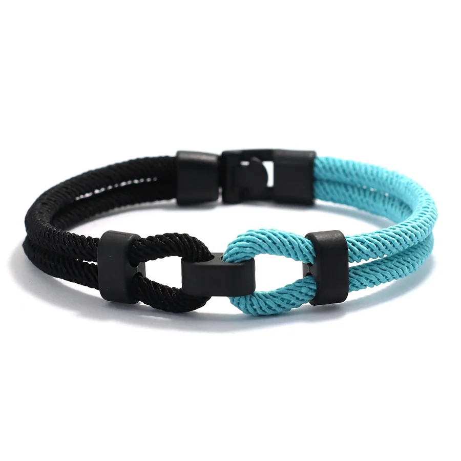 Men Fashion Contrast Color Rope Bracelet Durable Milan Thread Wristband