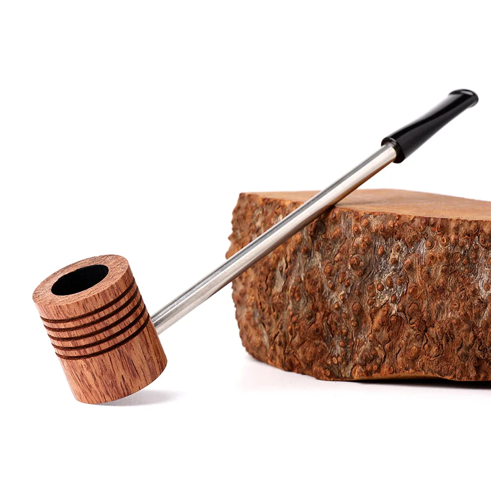 JIBILL Popeye pipe Imported sandalwood Wood Pipe Portable tobacco Pipe Herb Removable Pipes father day Gifts Wood color