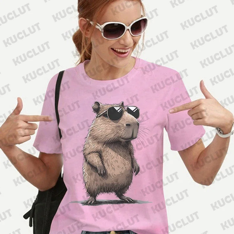 Fashion Capybara Graphic T-shirt Short Sleeve Tees Cute Summer Clothes Women Aesthetic Clothing Fashion Casual Basic Y2k Tops 5