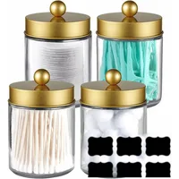 Farmhouse Decor Qtip Holder Dispenser for Cotton Swabs, Cotton Pads, Clear Plastic Apothecary Jar for Bathroom Canister Storage 1