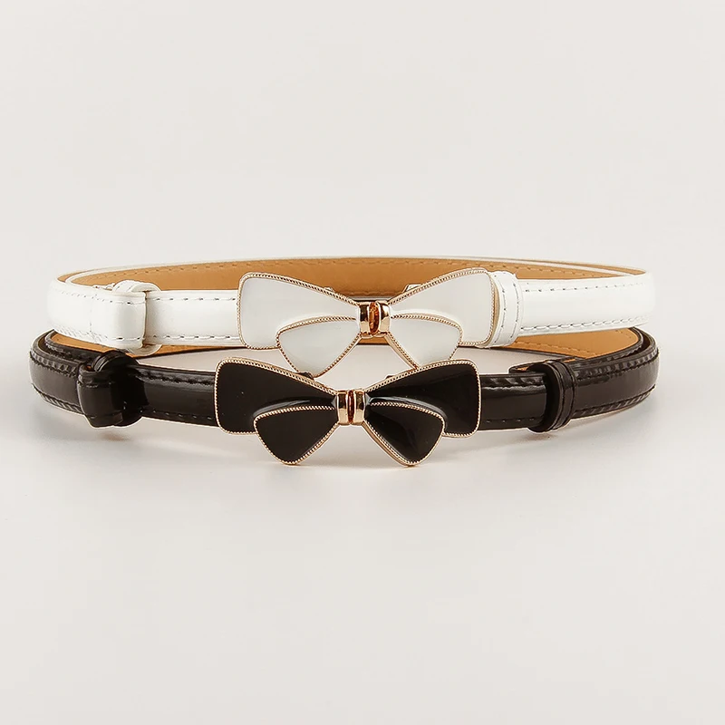 

Bauhinia PU Leather Metal Buckle Bow Belt For Ladies 1.5cm Thin Belts Dress Jeans Sweater Waistband Belt