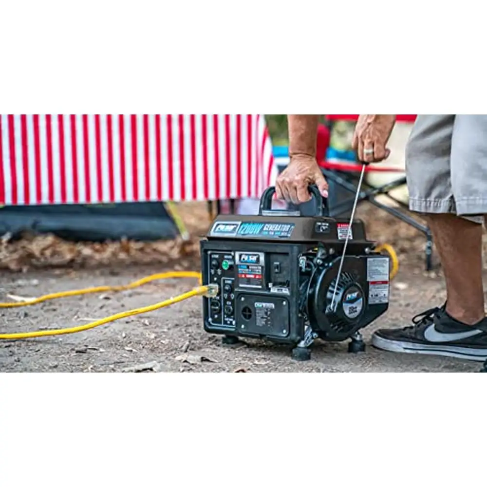 Gasoline Generator 1200W Peak Power 900W Running Watts Portable Camping Use 120V Voltage Black Gray