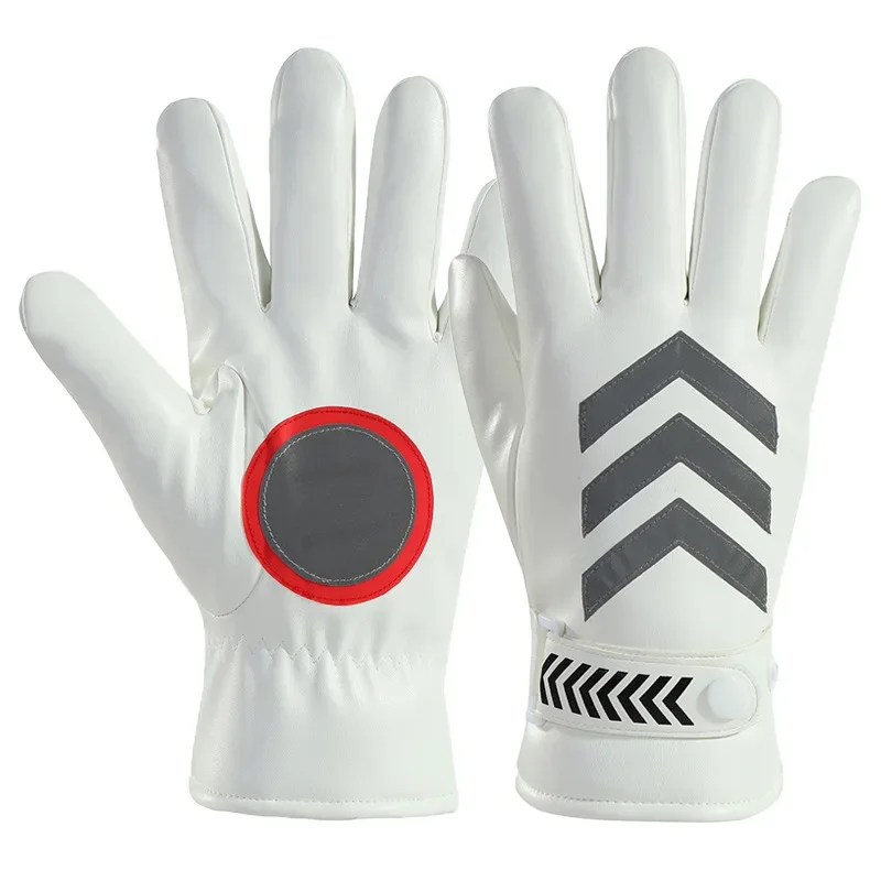 White Traffic Command Gloves Creative Thickened Winter Outdoor Reflective Strip Gloves Warm and Cold Proof Security Duty