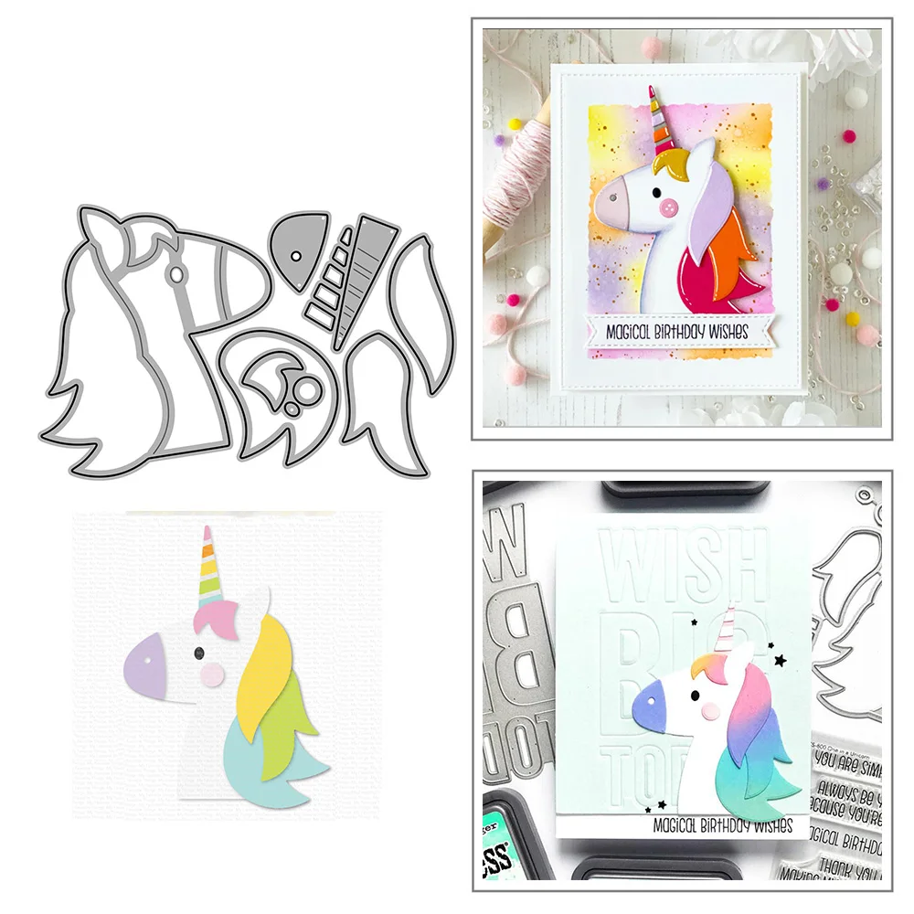 Rainbow Unicorn Metal Cutting Dies For Diy Scrapbook Album Paper Card Decoration Crafts Goffratura 2023 New Dies