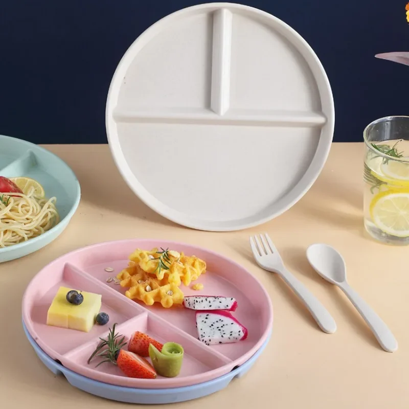 Divided Plate 8.6-inch 3 Compartment Plate Eco-friendly Material Reusable For Portion Control Weight Loss Healthy Eating 1PCS